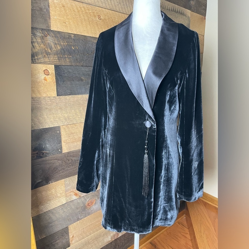 Soft Surroundings Savile Row Velvet and Silk Jacket Blazer Size Small